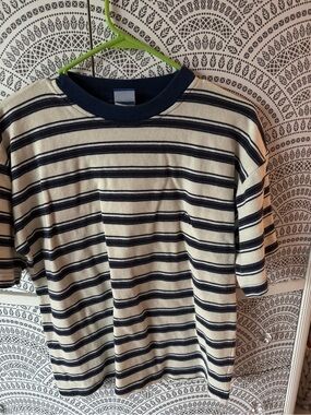 OP Ocean Pacific - Vintage Men's Navy Stripe Short-Sleeve T-Shirt EUC